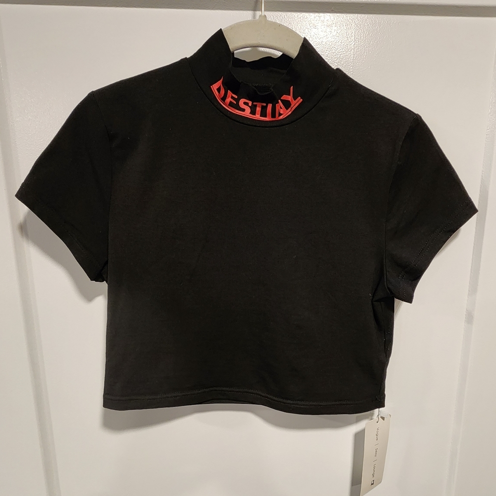 Black Short Top, Destiny Across High Neck